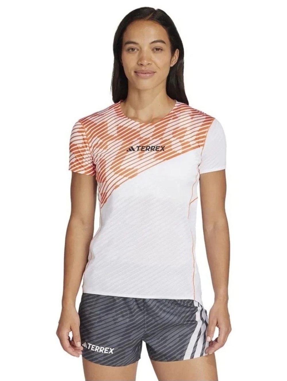 Adidas Terrex Pro Techrock Running Tee Shirt Women Small $85 JX2800 White Orange